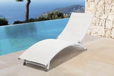 Lit de soleil Panama blanc/gris clair