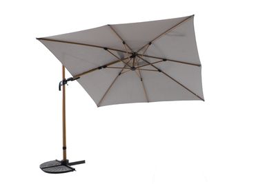Zweefparasol Milano 300x300cm houtlook-taupe