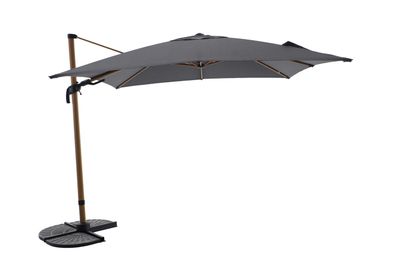 Zweefparasol Milano 300x300cm houtlook-antraciet