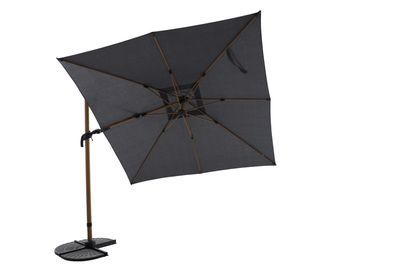 Zweefparasol Milano 300x300cm houtlook-antraciet
