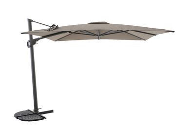 Zweefparasol Luxus 300x300cm quartz grijs-taupe