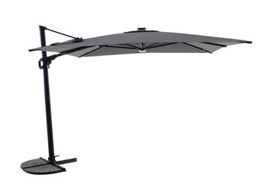Zweefparasol Luxus 300x300cm zwart-charcoal met led