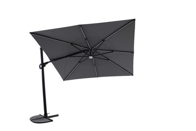 Zweefparasol Luxus 300x300cm zwart-charcoal met led