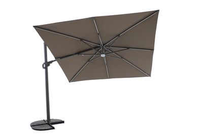 Zweefparasol Luxus 300x300cm quartz grijs-taupe met led