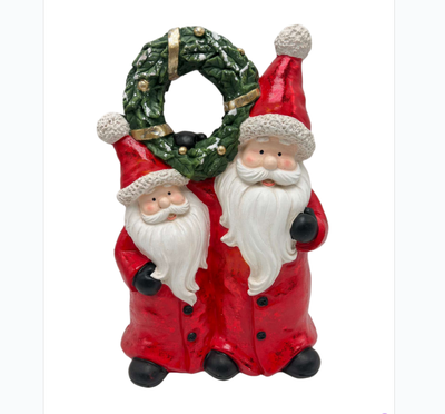 Kerstmannen met kerstkrans