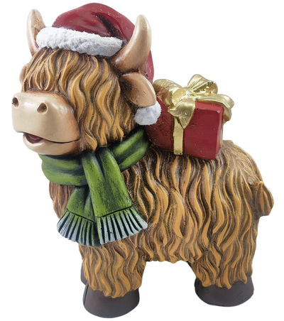 Kerst koe met zijn cadeautje
