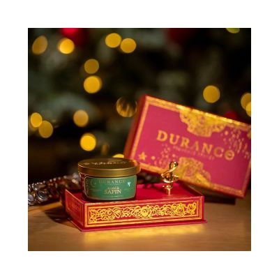 Muziekkoffer + geurkaars au pied du sapin