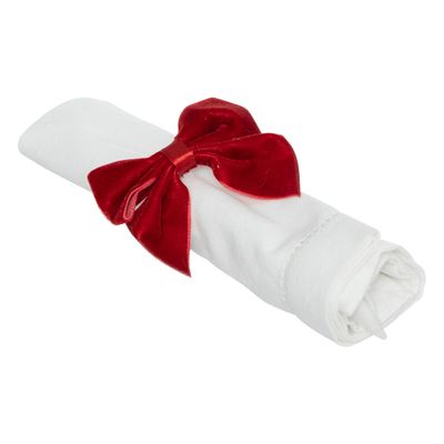 Set de 2 ronds serviette noeud velours rouge