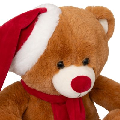 Ours en peluche marron avec chapeau h34cm