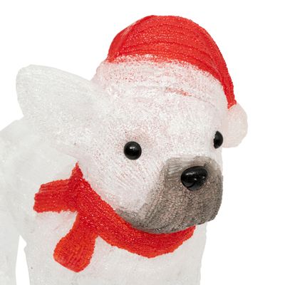 Acryl hond met kerstmuts 60 led h37cm