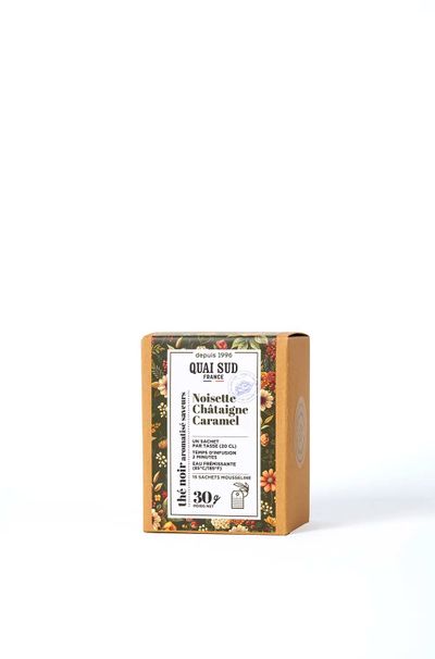 Zwarte thee met hazelnoot kastanje karamel 15 theezakjes