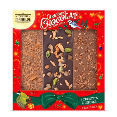 Doos van 3 tabletten zwart en melk 