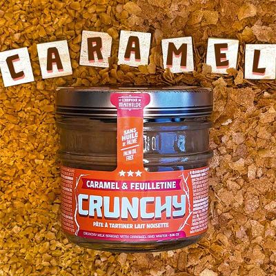 Broodpasta hazelnoot karamel en feuilletine