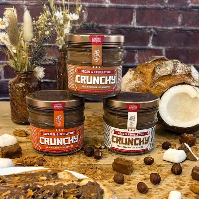 Hazelnootpasta pecannoten en feuilletine