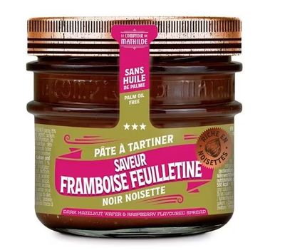 Pasta pure chocolade hazelnoot framboos 250g