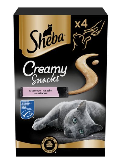 Snacks voor katten |sheba creamy snack 4x12g zalm