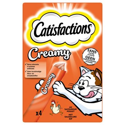 Snacks voor katten |catisfactions 4x10g creamy snack kip