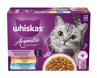 Natvoer voor katten |whiskas aromatic fusion selection 12x85g