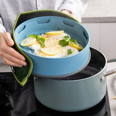 Green pan steamy blue 24cm