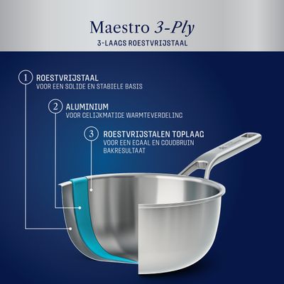 Peter goossens maestro 3-ply chefs pan 20 cm