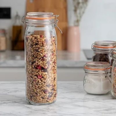 Bocal en verre rond avec fermeture à levier h31 cm 2.1l