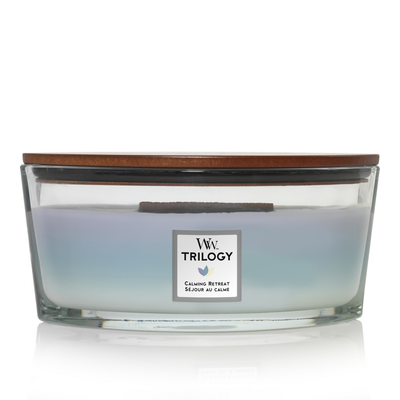 Bougie Woodwick Trilogy Sejour au calme ellipse