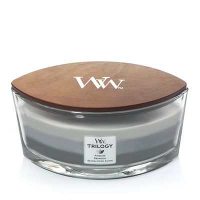 Bougie ellipse Warm Woods Woodwick trilogy