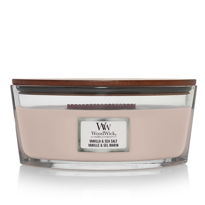 Bougie Woodwick Vanille & sel de mer ellipse
