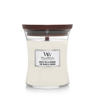 Bougie Woodwick au thé blanc et au jasmin  moyenne