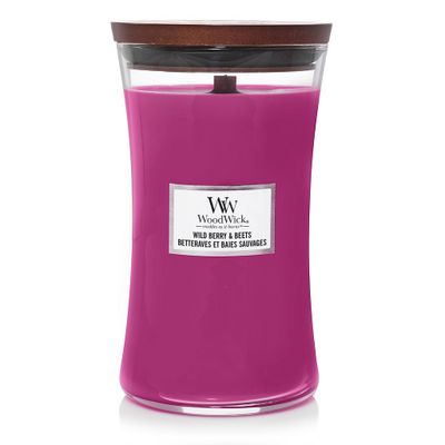 Grande Bougie Woodwick wild baies sauvages et betteraves