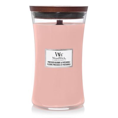 Grande Bougie Woodwick fleurs pressées et patchouli