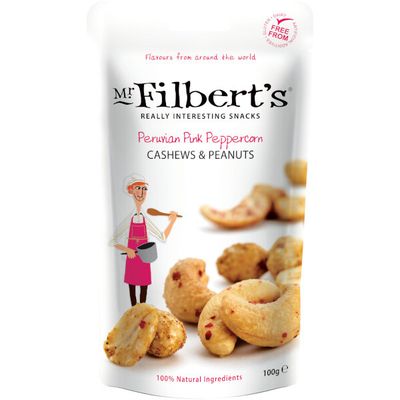 Cashewnoten en pinda's met peruaanse roze peper 100g