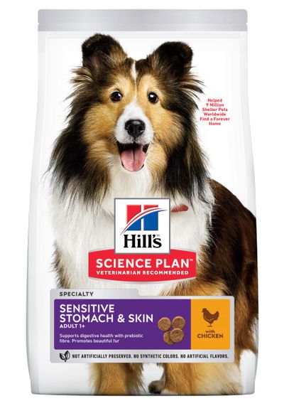 Hill's science plan adult sensitive stomach & skin croquettes pour chien au poulet 2.5 kg