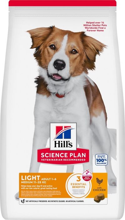 HILL'S SCIENCE PLAN Light Medium Adult Kip 12+2kg gratis