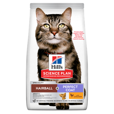Hill's science plan hairball & perfect coat adult kattenvoer zak 1.5kg