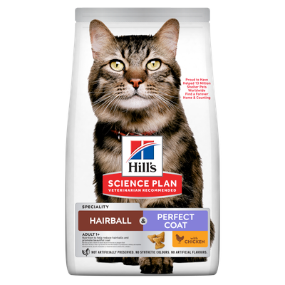 Hill's science plan hairball & perfect coat adult kattenvoer met kip