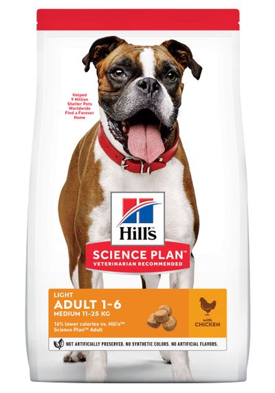 Hill's science plan light medium adult hondenvoer met kip