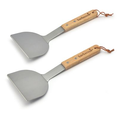 Set de 2 spatules à plancha en inox et bois 31cm FSC 100%