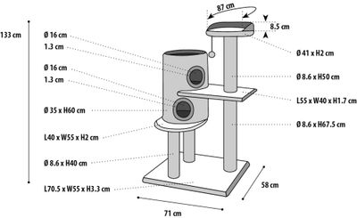 Krabpaal trivor 70x54,5x131cm