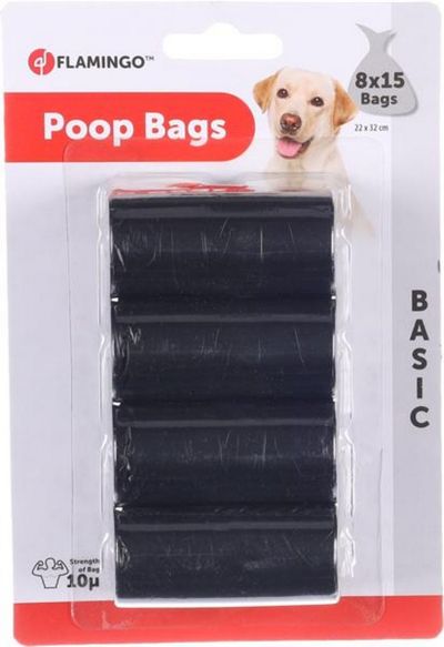 Poepzakjes basic zwart 8x15st