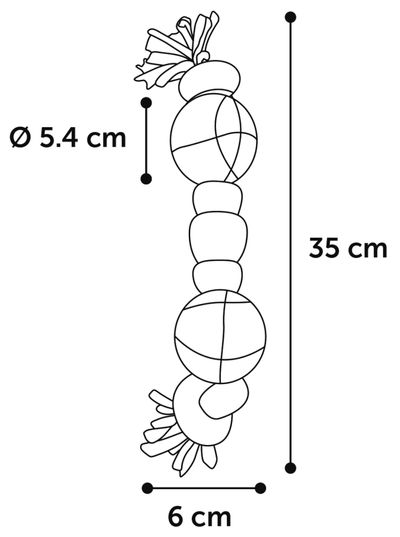 Hs vinta touw met ballen mix 31cm