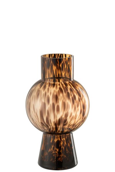 Vaas bol stip bruin glas m (16x16x30.5cm)