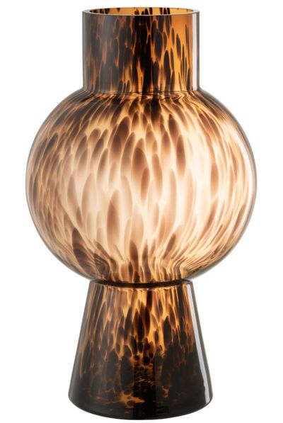 Vaas bol stip bruin glas large (25x25x46cm)