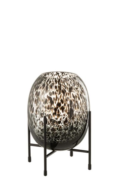 Vase s/pied pois verre noir s