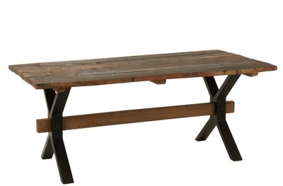 Eettafel verouderd hout bruin