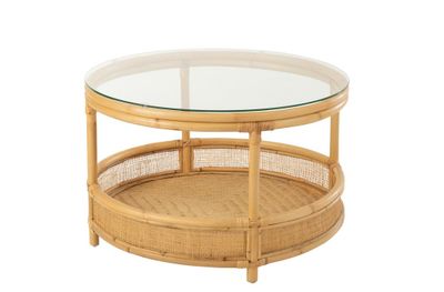 Salontafel jovelyne rotan + glas naturel