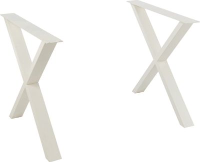 Pieds table croix acier blanc