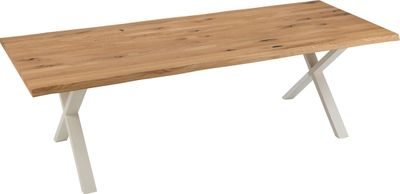 Tafel poten kruis staal wit