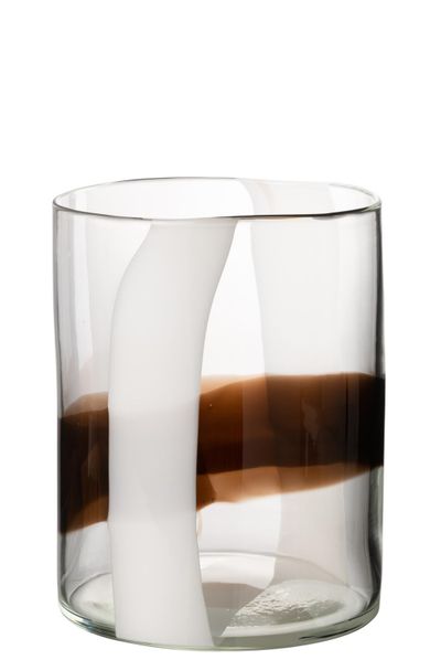 Vase iggy verre blanc/marron small