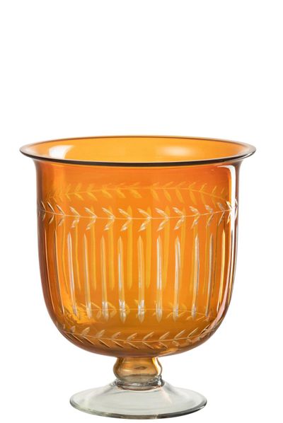 Vase romain tige verre orange